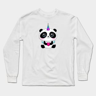 Kawaii Panda Unicorn Sticker Long Sleeve T-Shirt